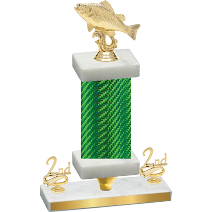 Premium Single Green Carbon Fiber Second Place Fishing Trophy