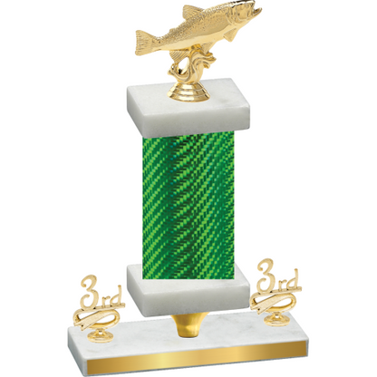 Premium Single Green Carbon Fiber Third Place Fishing Trophy