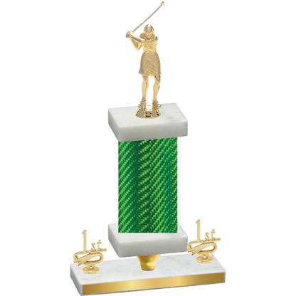 Premium Single Green Carbon Fiber First Place Golf Trophy