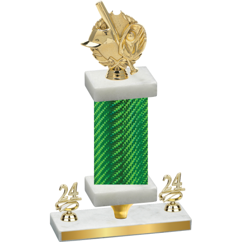 Premium Single Green Carbon Fiber Year Baseball Trophy