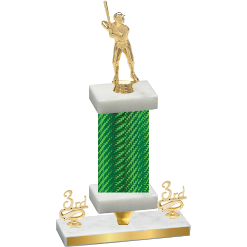 Premium Single Green Carbon Fiber Third Place Baseball Trophy