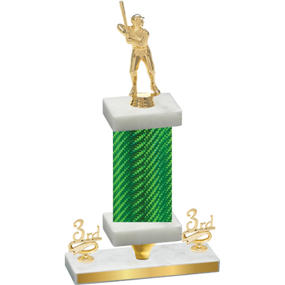 Premium Single Green Carbon Fiber Third Place Baseball Trophy