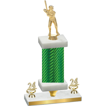 Premium Single Green Carbon Fiber Year Baseball Trophy