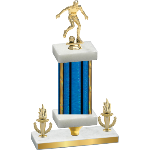 Premium Single Blue Glacier Victory Soccer Trophy