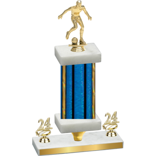 Premium Single Blue Glacier Year Soccer Trophy