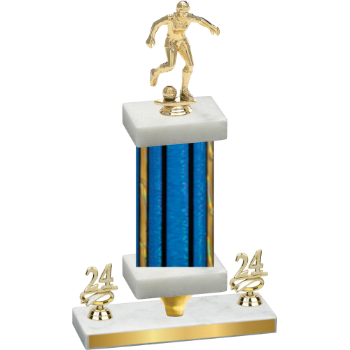 Premium Single Blue Glacier Year Soccer Trophy