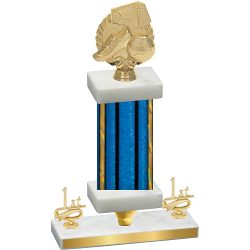 Premium Single Blue Glacier First Place Soccer Trophy