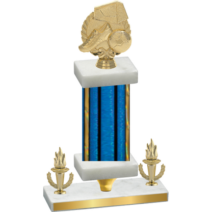 Premium Single Blue Glacier Victory Soccer Trophy