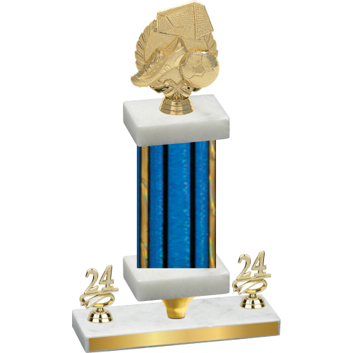 Premium Single Blue Glacier Year Soccer Trophy