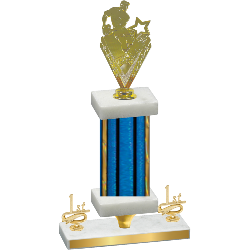 Premium Single Blue Glacier First Place Rugby Trophy