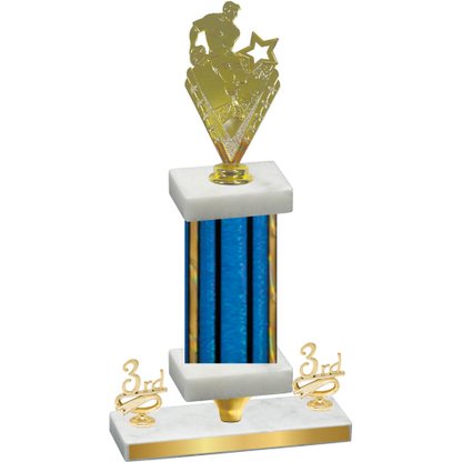 Premium Single Blue Glacier Third Place Rugby Trophy