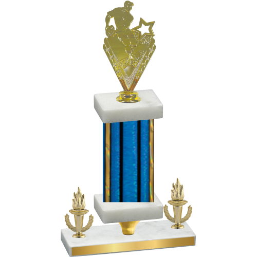 Premium Single Blue Glacier Victory Rugby Trophy
