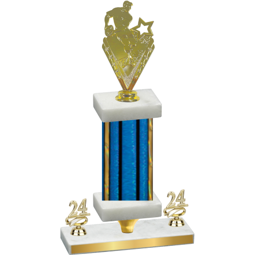 Premium Single Blue Glacier Year Rugby Trophy
