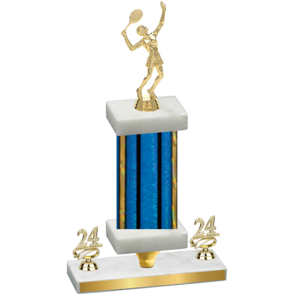 Premium Single Blue Glacier Year Tennis Trophy