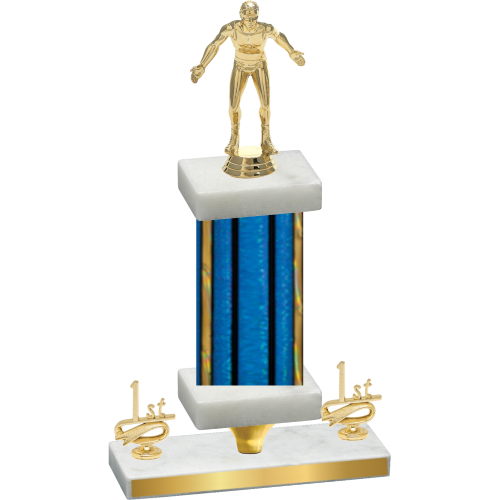 Premium Single Blue Glacier First Place Wrestling Trophy
