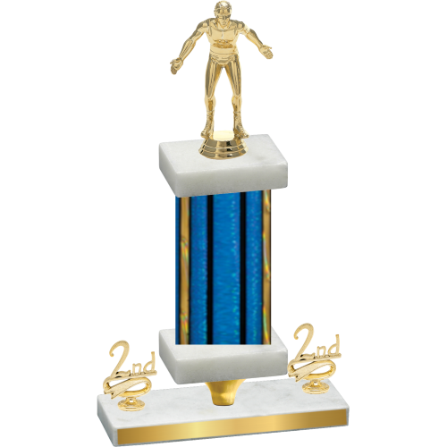 Premium Single Blue Glacier Second Place Wrestling Trophy
