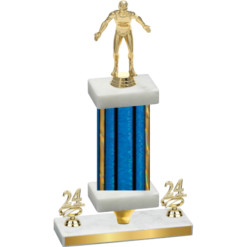 Premium Single Blue Glacier Year Wrestling Trophy