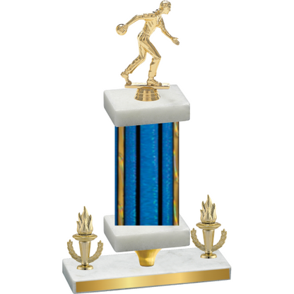 Premium Single Blue Glacier Victory Bowling Trophy