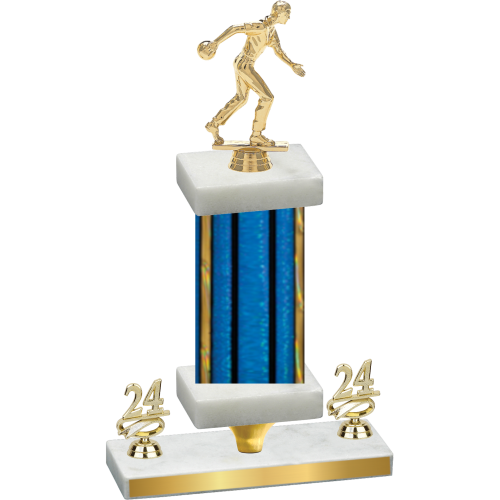 Premium Single Blue Glacier Year Bowling Trophy