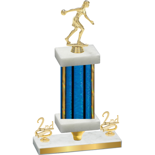 Premium Single Blue Glacier Second Place Bowling Trophy