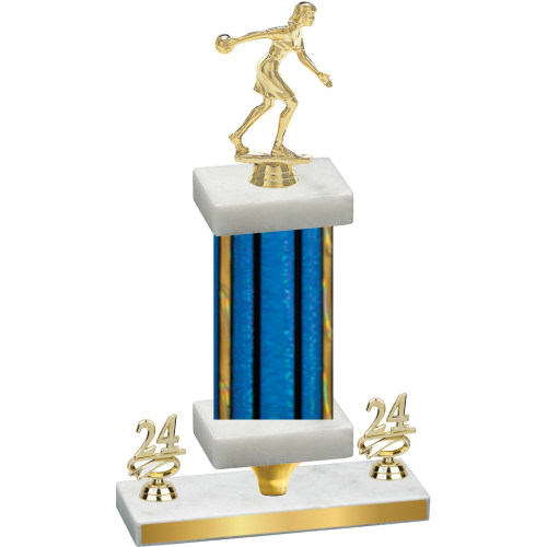 Premium Single Blue Glacier Year Bowling Trophy