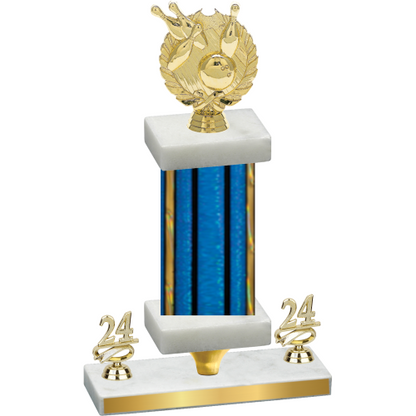 Premium Single Blue Glacier Year Bowling Trophy