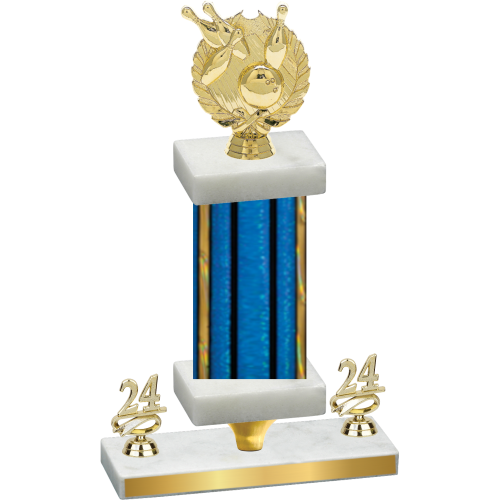 Premium Single Blue Glacier Year Bowling Trophy