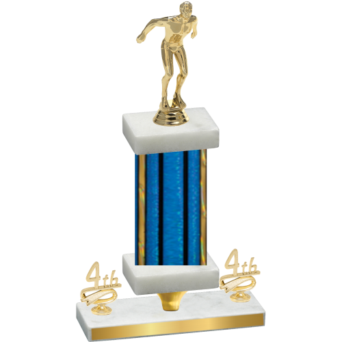 Premium Single Blue Glacier Fourth Place Swimming Trophy