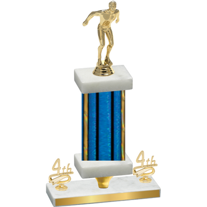 Premium Single Blue Glacier Fourth Place Swimming Trophy