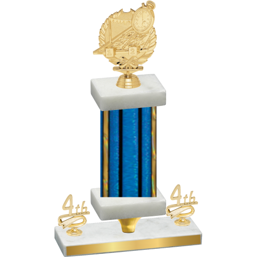 Premium Single Blue Glacier Fourth Place Swimming Trophy