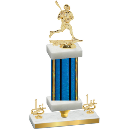 Premium Single Blue Glacier First Place Lacrosse Trophy