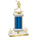 Premium Single Blue Glacier Third Place Lacrosse Trophy