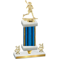 Premium Single Blue Glacier Year Lacrosse Trophy