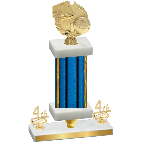 Premium Single Blue Glacier Fourth Place Basketball Trophy