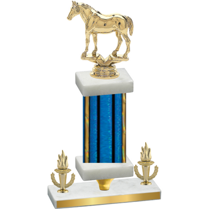 Premium Single Blue Glacier Victory Horses Trophy