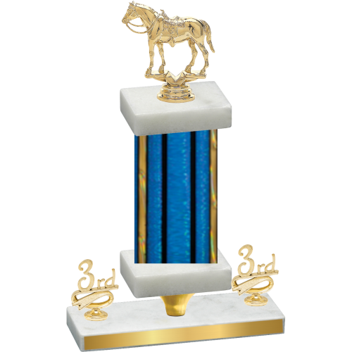 Premium Single Blue Glacier Third Place Horses Trophy