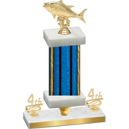 Premium Single Blue Glacier Fourth Place Fishing Trophy