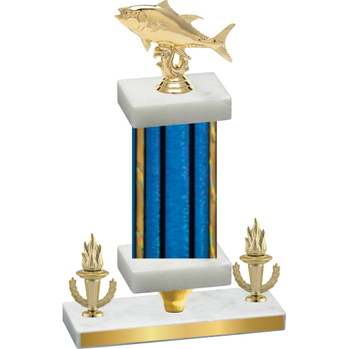 Premium Single Blue Glacier Victory Fishing Trophy