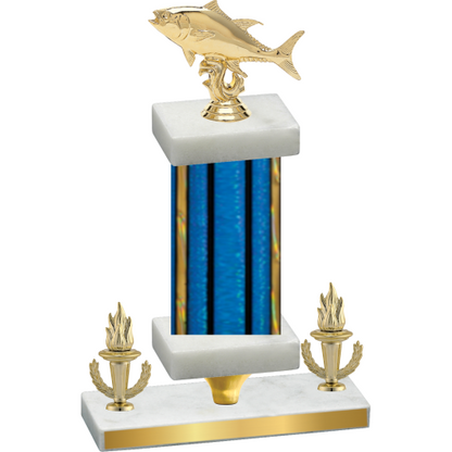 Premium Single Blue Glacier Victory Fishing Trophy