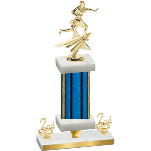 Premium Single Blue Glacier Second Place Flag Football Trophy