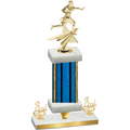 Premium Single Blue Glacier Third Place Flag Football Trophy