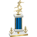 Premium Single Blue Glacier Victory Flag Football Trophy
