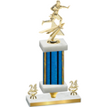 Premium Single Blue Glacier Year Flag Football Trophy