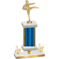 Premium Single Blue Glacier Third Place Karate Trophy