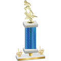 Premium Single Blue Carbon Fiber First Place Football Trophy