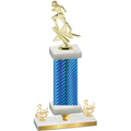 Premium Single Blue Carbon Fiber Third Place Football Trophy