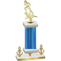 Premium Single Blue Carbon Fiber Victory Football Trophy