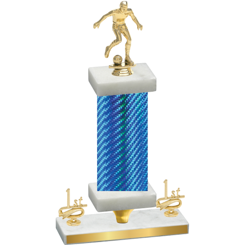 Premium Single Blue Carbon Fiber First Place Soccer Trophy