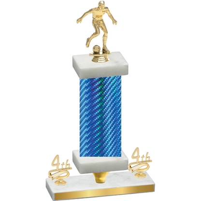 Premium Single Blue Carbon Fiber Fourth Place Soccer Trophy