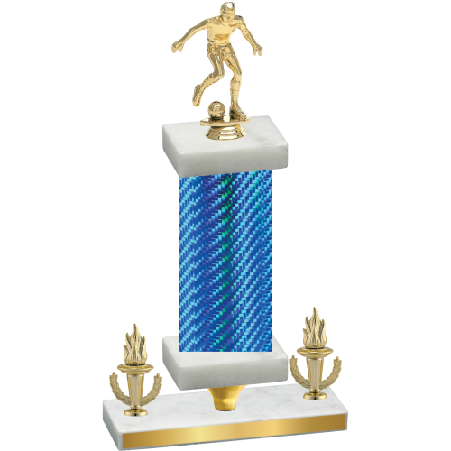 Premium Single Blue Carbon Fiber Victory Soccer Trophy